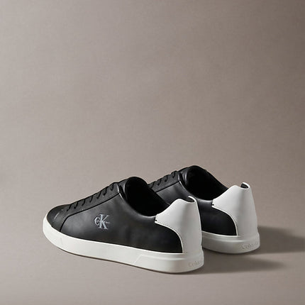 sneakers in pelle con logo black/bright white da uomini calvin klein