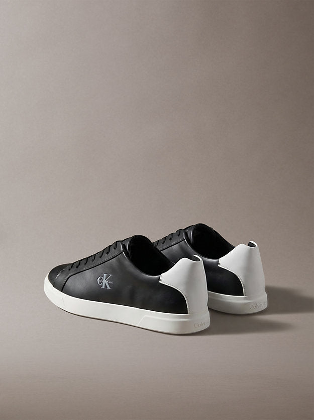 sneakers in pelle con logo black/bright white da uomini calvin klein