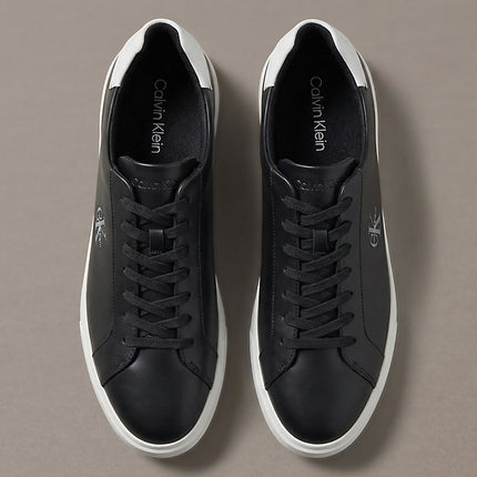 sneakers in pelle con logo black/bright white da uomini calvin klein