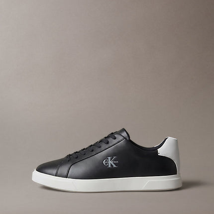 sneakers in pelle con logo black/bright white da uomini calvin klein