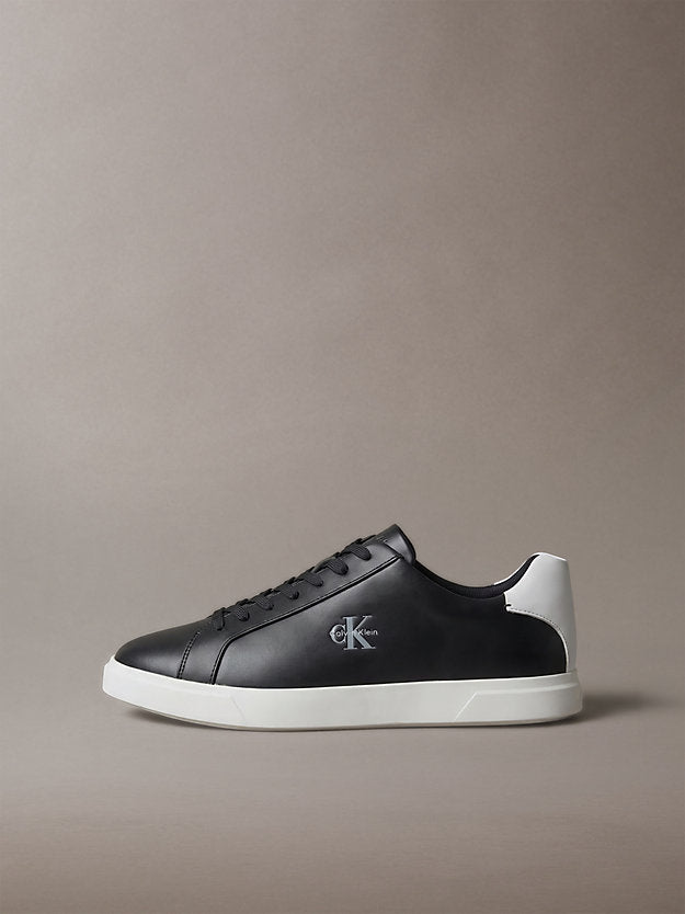 sneakers in pelle con logo black/bright white da uomini calvin klein