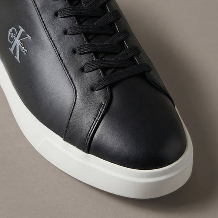 sneakers in pelle con logo black/bright white da uomini calvin klein