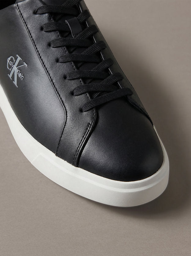 sneakers in pelle con logo black/bright white da uomini calvin klein
