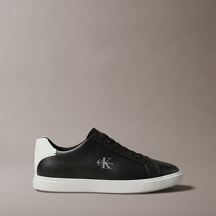 sneakers in pelle con logo black/bright white da uomini calvin klein