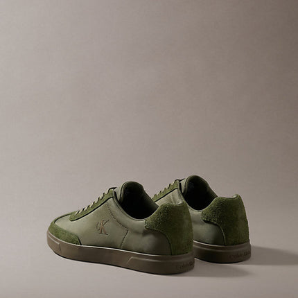 sneakers signature in mix di camoscio con logo olive night/rocky brown da uomini calvin klein