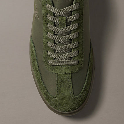 sneakers signature in mix di camoscio con logo olive night/rocky brown da uomini calvin klein