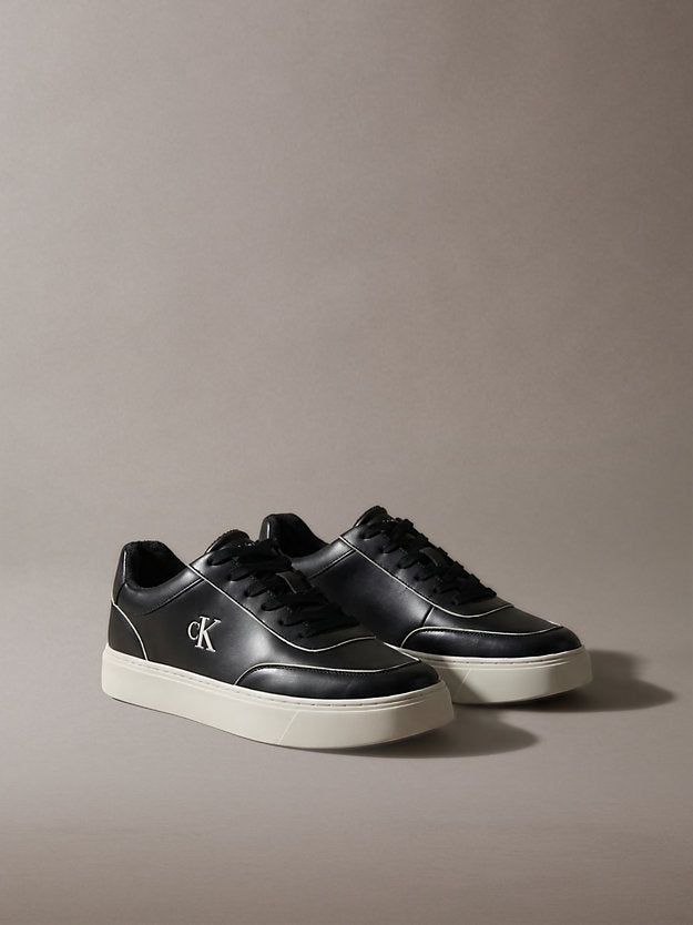 ck baseline - sneakers imbottite in pelle black/dk ecru da uomini calvin klein