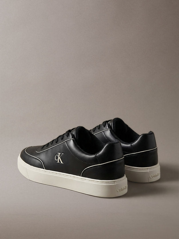 ck baseline - sneakers imbottite in pelle black/dk ecru da uomini calvin klein