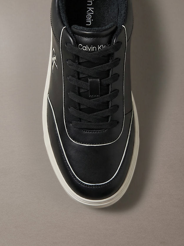 ck baseline - sneakers imbottite in pelle black/dk ecru da uomini calvin klein