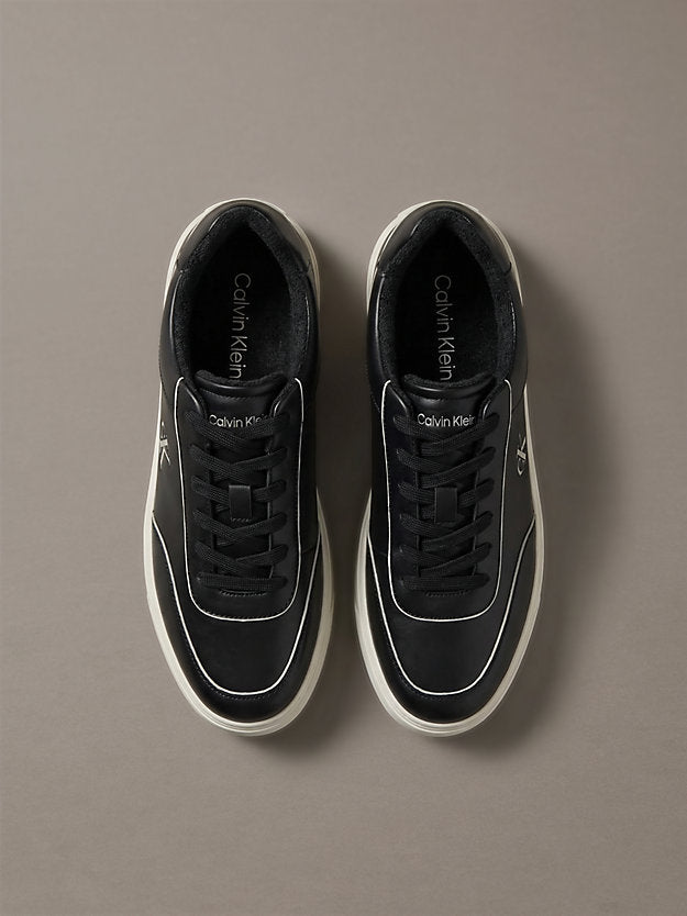 ck baseline - sneakers imbottite in pelle black/dk ecru da uomini calvin klein