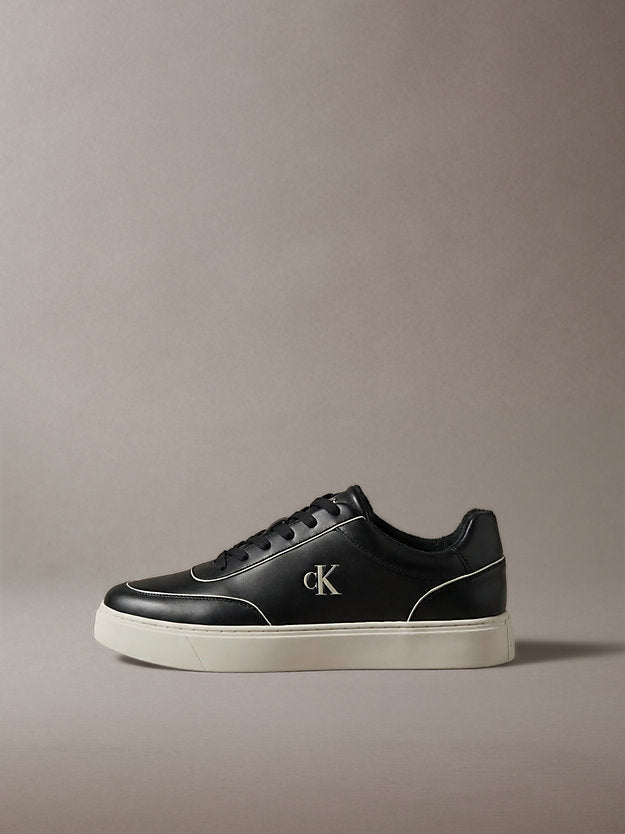 ck baseline - sneakers imbottite in pelle black/dk ecru da uomini calvin klein