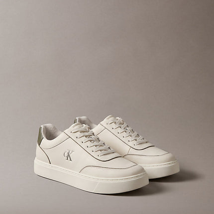 ck baseline - sneakers imbottite in pelle dk ecru/olive night/marshmallow da uomini calvin klein