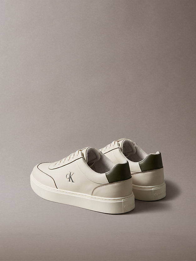 ck baseline - sneakers imbottite in pelle dk ecru/olive night/marshmallow da uomini calvin klein