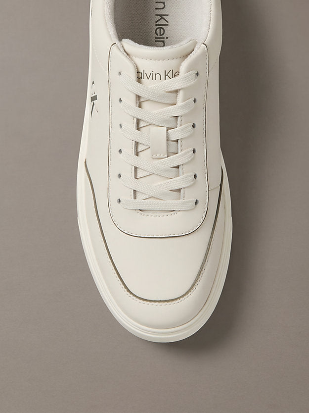 ck baseline - sneakers imbottite in pelle dk ecru/olive night/marshmallow da uomini calvin klein