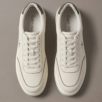 ck baseline - sneakers imbottite in pelle dk ecru/olive night/marshmallow da uomini calvin klein