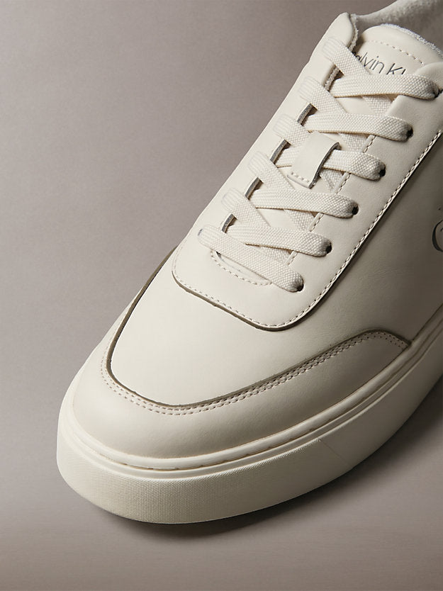ck baseline - sneakers imbottite in pelle dk ecru/olive night/marshmallow da uomini calvin klein