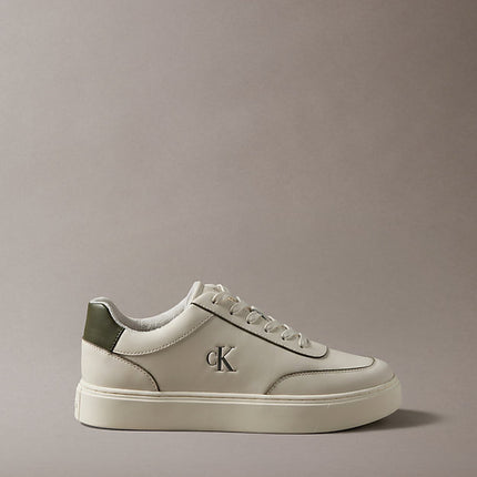 ck baseline - sneakers imbottite in pelle dk ecru/olive night/marshmallow da uomini calvin klein