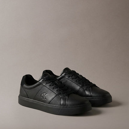 ck baseline - sneakers in pelle con logo triple black da uomini calvin klein