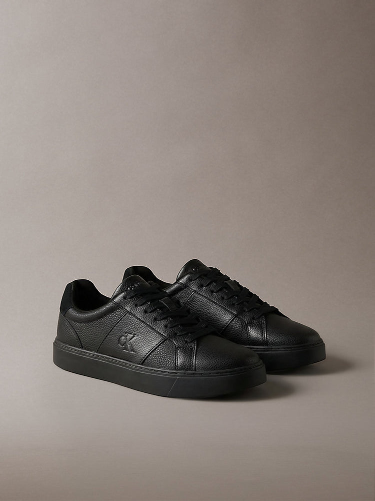 ck baseline - sneakers in pelle con logo triple black da uomini calvin klein