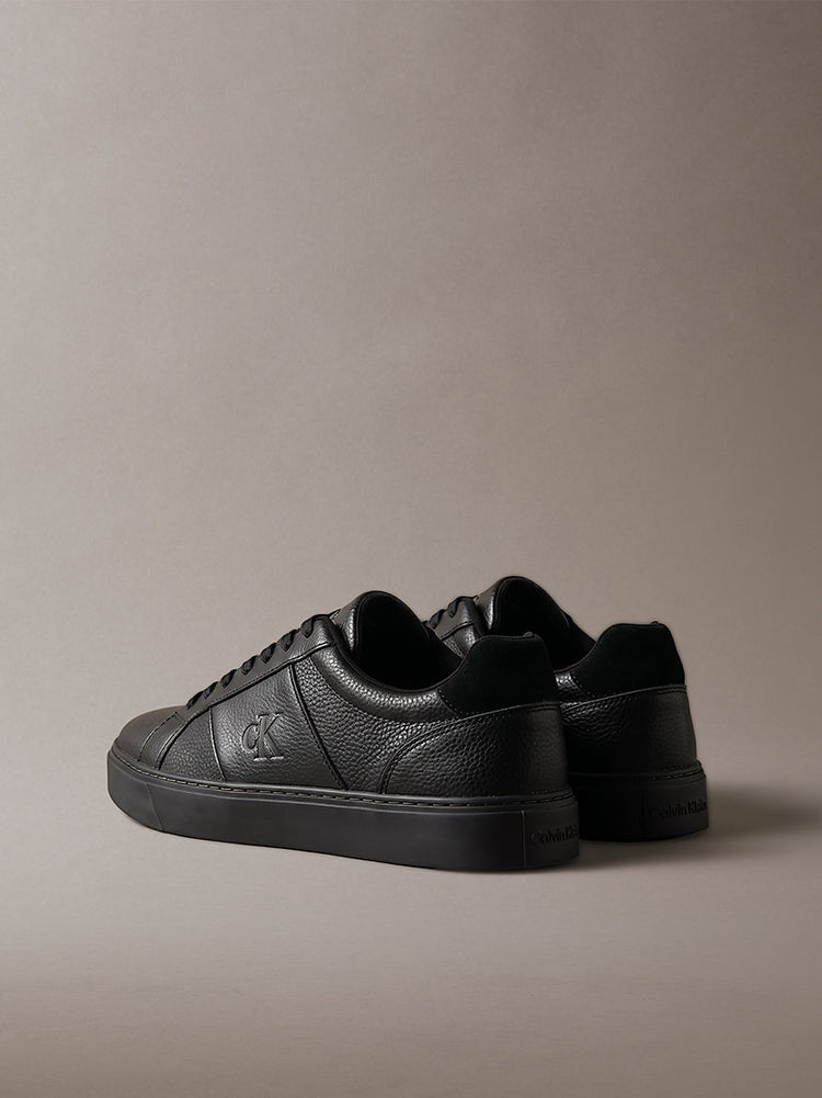 ck baseline - sneakers in pelle con logo triple black da uomini calvin klein