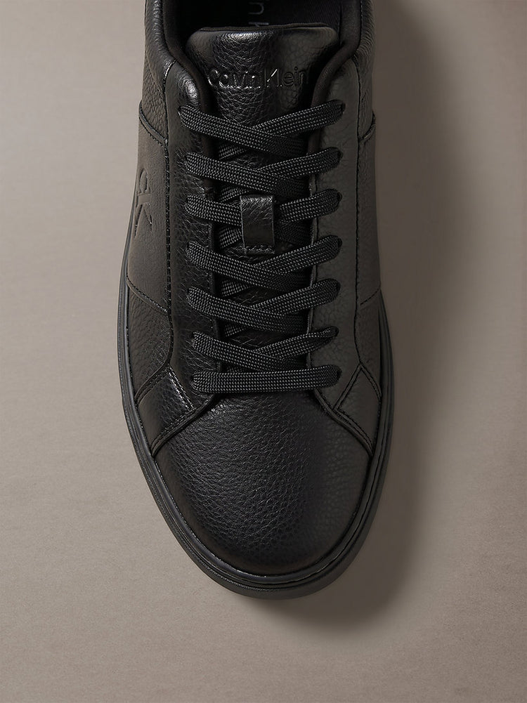 ck baseline - sneakers in pelle con logo triple black da uomini calvin klein