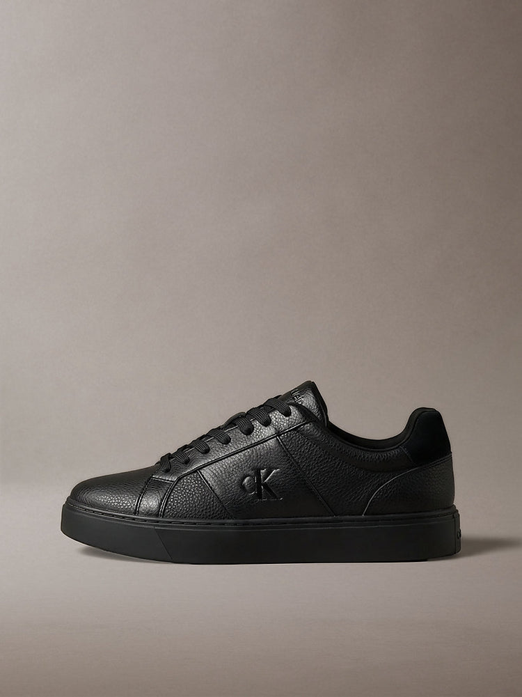 ck baseline - sneakers in pelle con logo triple black da uomini calvin klein