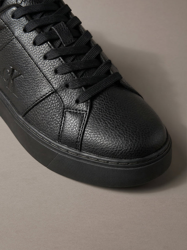 ck baseline - sneakers in pelle con logo triple black da uomini calvin klein