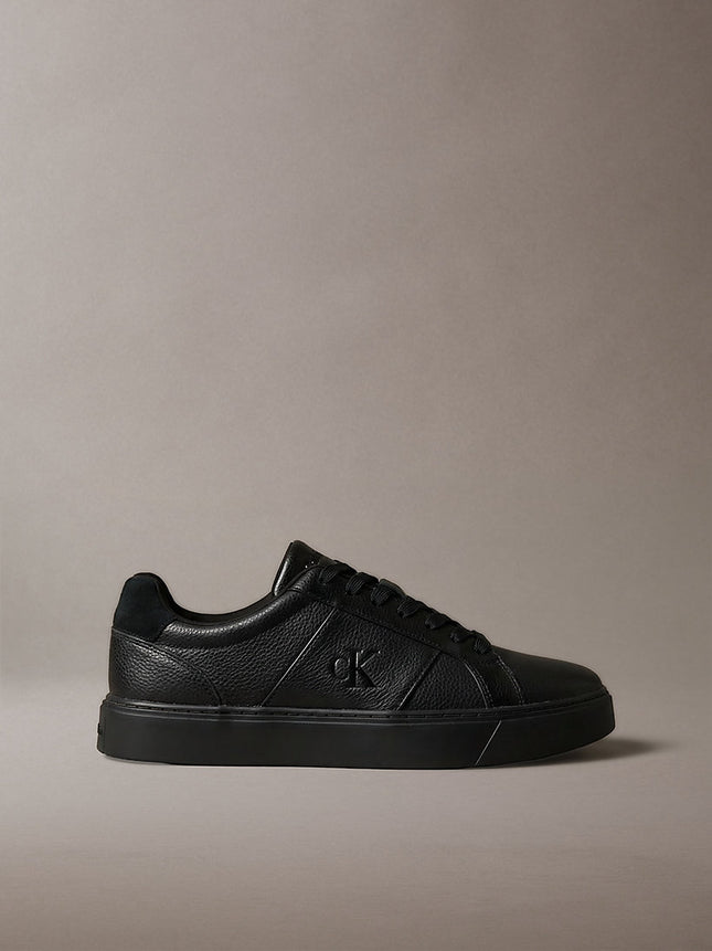 ck baseline - sneakers in pelle con logo triple black da uomini calvin klein