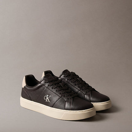 ck baseline - sneakers in pelle con logo fudge/light cashew da uomini calvin klein