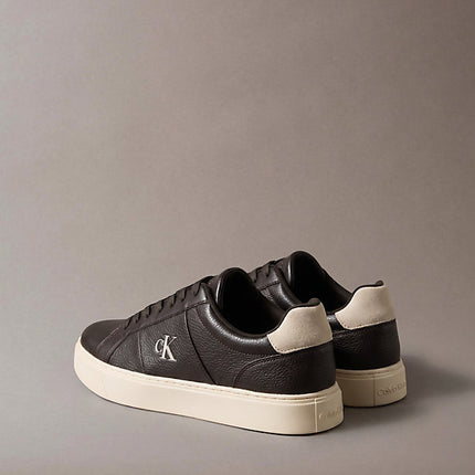 ck baseline - sneakers in pelle con logo fudge/light cashew da uomini calvin klein