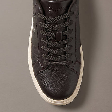 ck baseline - sneakers in pelle con logo fudge/light cashew da uomini calvin klein