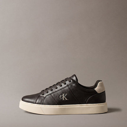 ck baseline - sneakers in pelle con logo fudge/light cashew da uomini calvin klein