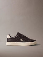 ck baseline - sneakers in pelle con logo fudge/light cashew da uomini calvin klein