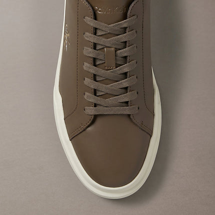 chunky sneakers ad alta trazione e resistenza in pelle mocha/rocky brown da uomini calvin klein