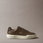 chunky sneakers ad alta trazione e resistenza in pelle mocha/rocky brown da uomini calvin klein