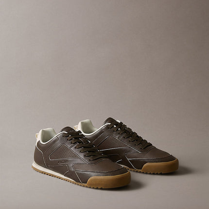 ck kay - sneakers runner dal profilo essenziale rocky brown/dk ecru da uomini calvin klein
