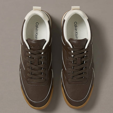 ck kay - sneakers runner dal profilo essenziale rocky brown/dk ecru da uomini calvin klein