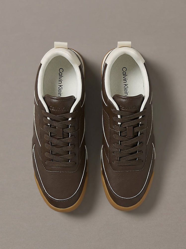 ck kay - sneakers runner dal profilo essenziale rocky brown/dk ecru da uomini calvin klein