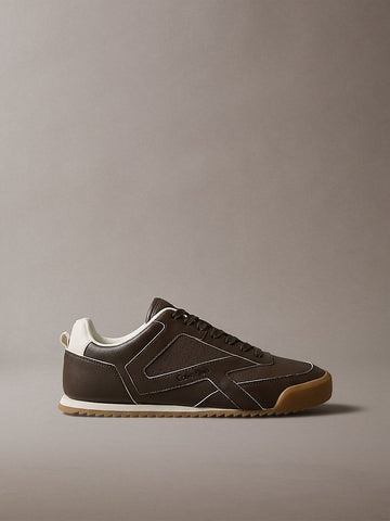 ck kay - sneakers runner dal profilo essenziale rocky brown/dk ecru da uomini calvin klein
