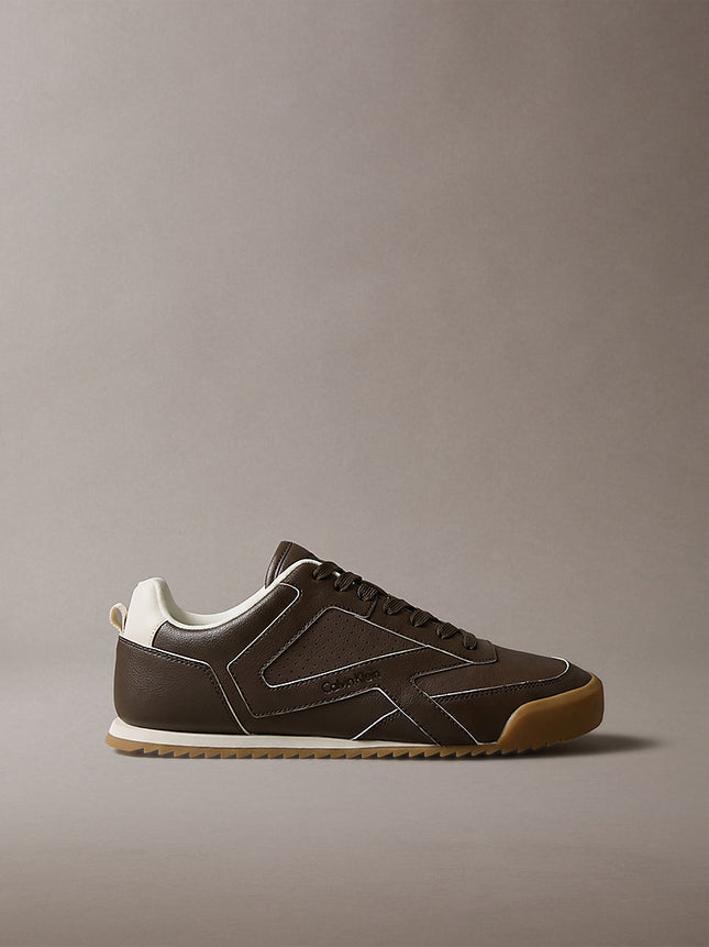 ck kay - sneakers runner dal profilo essenziale rocky brown/dk ecru da uomini calvin klein