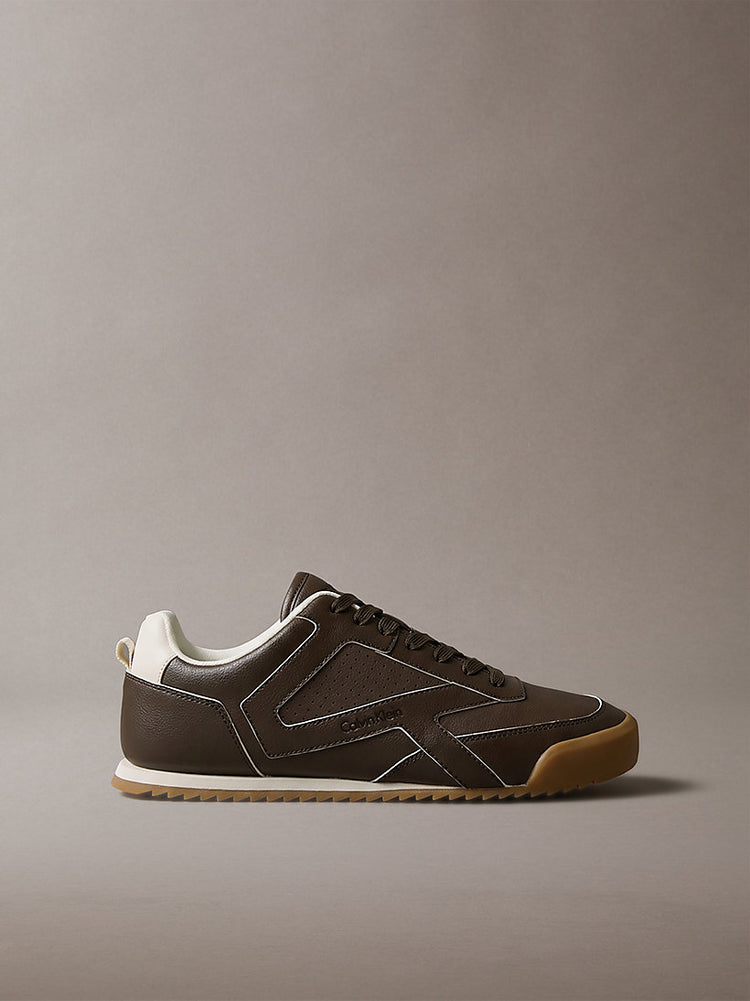 ck kay - sneakers runner dal profilo essenziale rocky brown/dk ecru da uomini calvin klein