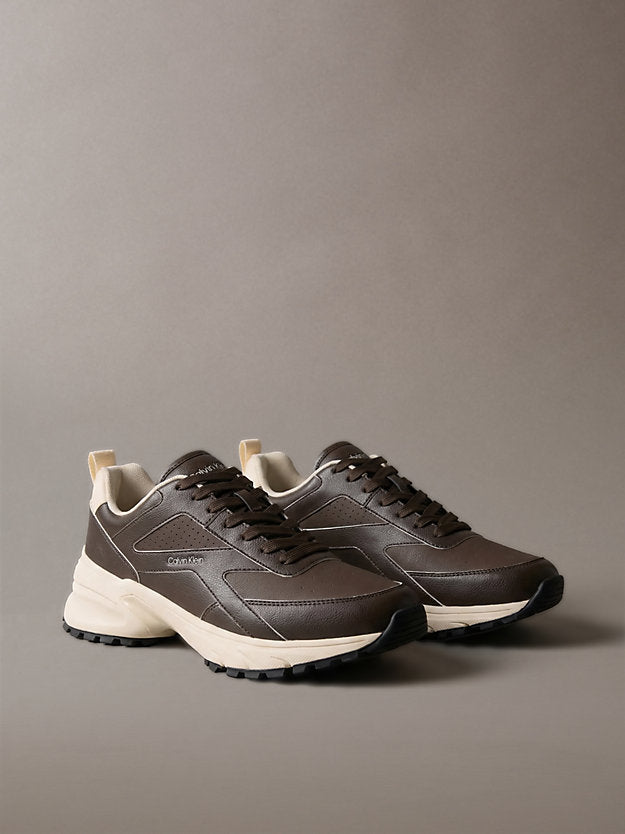 sneakers da corsa traction rocky brown/light cashew da uomini calvin klein
