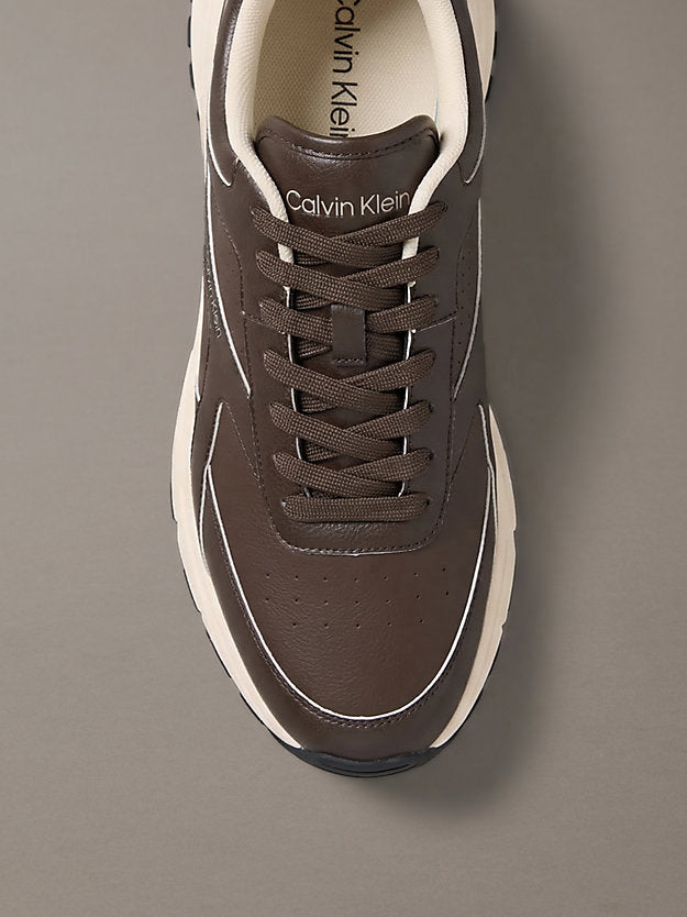 sneakers da corsa traction rocky brown/light cashew da uomini calvin klein