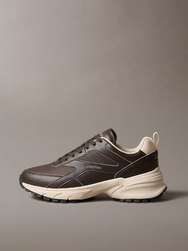 sneakers da corsa traction rocky brown/light cashew da uomini calvin klein
