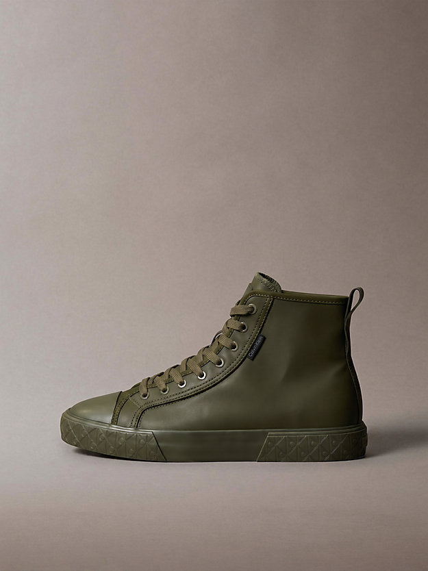 chunky sneakers ad alta trazione e resistenza in pelle triple black da uomini calvin klein