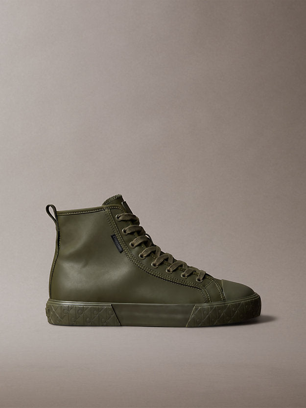 chunky sneakers ad alta trazione e resistenza in pelle triple black da uomini calvin klein