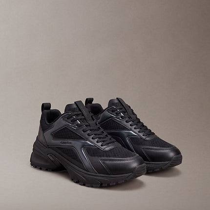 sneakers runner metallizzate in maglia triple black/gunmetal da uomini calvin klein