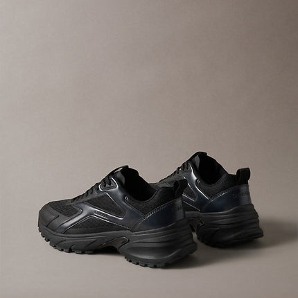 sneakers runner metallizzate in maglia triple black/gunmetal da uomini calvin klein
