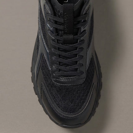 sneakers runner metallizzate in maglia triple black/gunmetal da uomini calvin klein