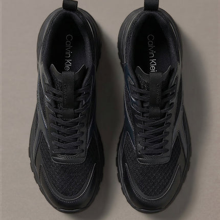 sneakers runner metallizzate in maglia triple black/gunmetal da uomini calvin klein